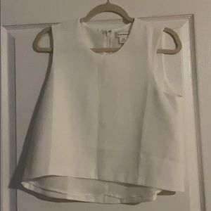 Crepe high low sleeveless shell